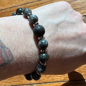 Labradorite Aromatherapy Lava Stone Crystal Gemstone Stretch Bracelet Natural